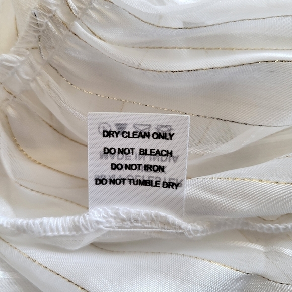 New Melissa Odabash Pearl White Look 9 Gold Striped Faux Wrap Midi Dress NWT - Picture 12 of 12